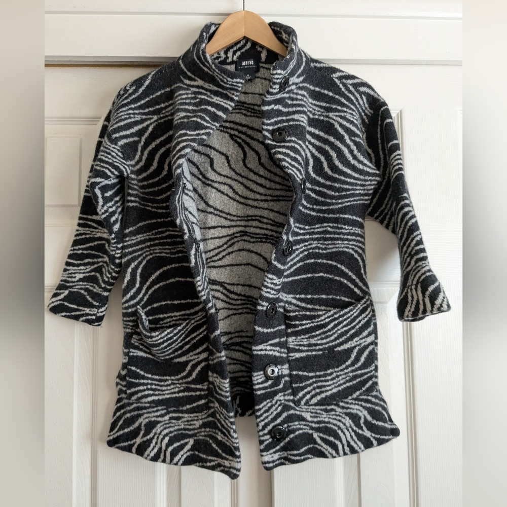 Maeve Lambswool Eunice Black and White Print Jacket